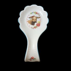 The Pioneer Woman Cow Floral Ceramic Spoon Rest NWT Gift Idea
